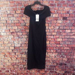 ⭐️ ZARA RIBBED DRESS WITH EXPOSED SHOULDERS ⭐️ FINAL SALE ⭐️